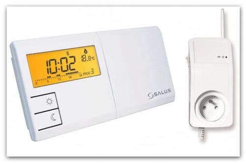 Bezdrátový týdenní programovatelný termostat Salus 091FLTX+ s průchozí zásuvkou