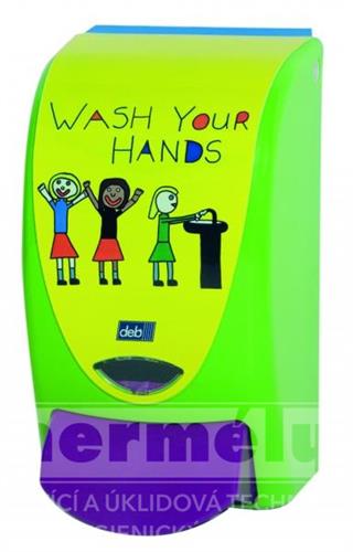 Plastový dávkovač mýdla PROLINE WASH YOUR HANDS 1L